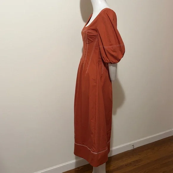 SIMKHAI Lena Puff-Sleeve Midi Dress Size 4 - Picture 7 of 13